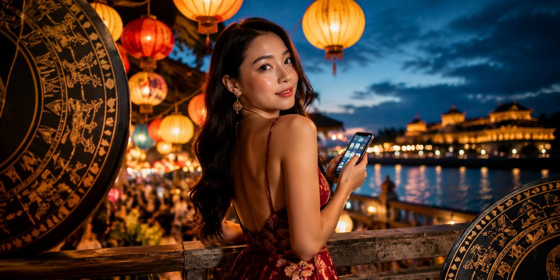 Người chơi sử dụng thiết bị di động nhận voucher tại chợ đêm Huế